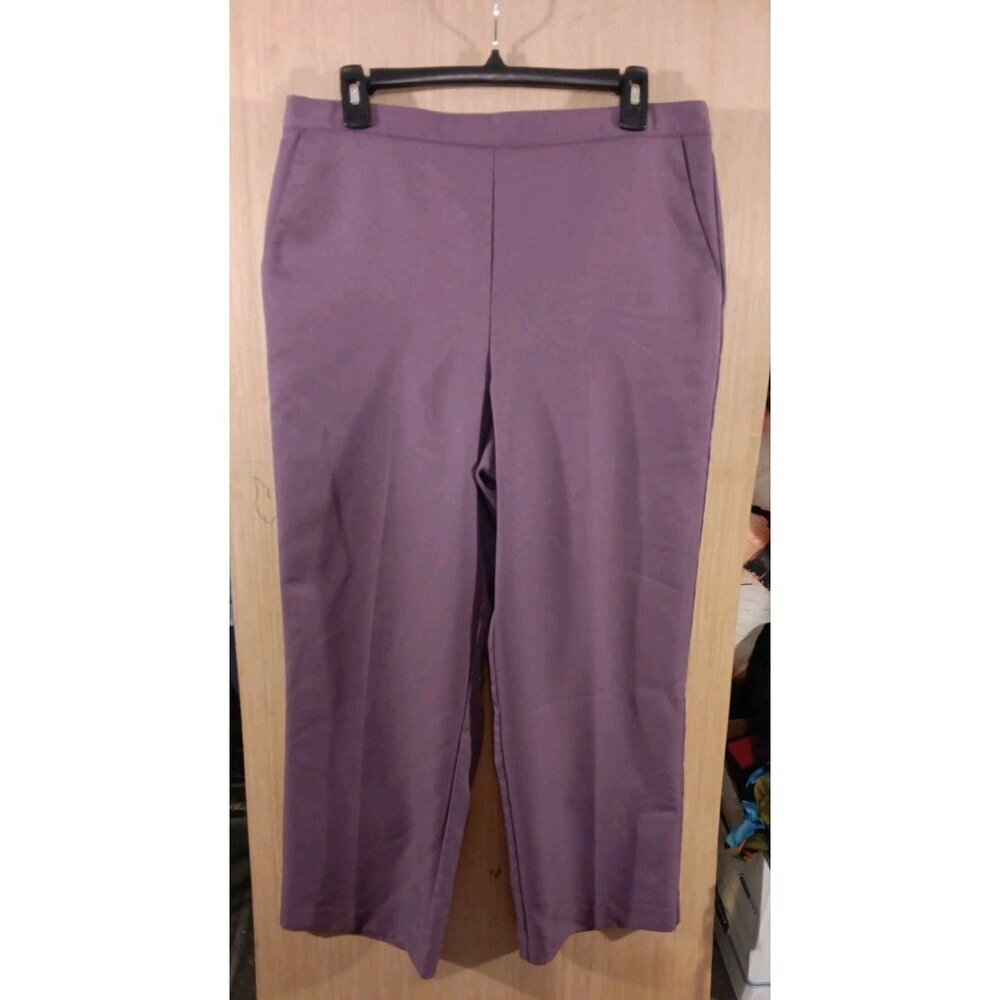 Alfred Dunner 12 Women’s Pull On Comfort Back Elastic Waist Purple Pants
